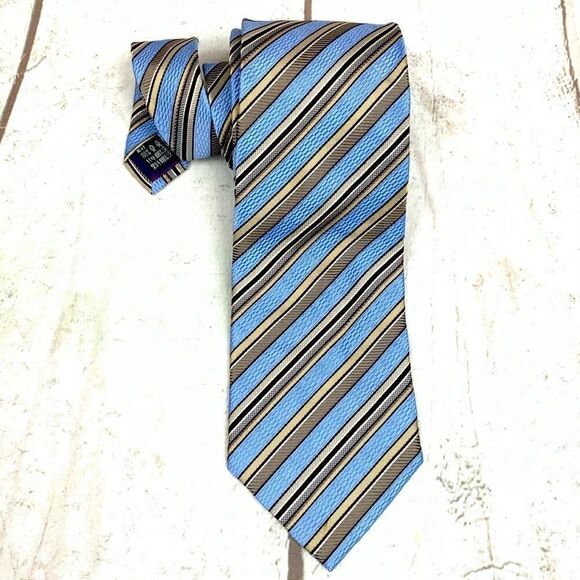 U.S POLO NECK TIE Blue, gold & purple - Picture 1 of 3